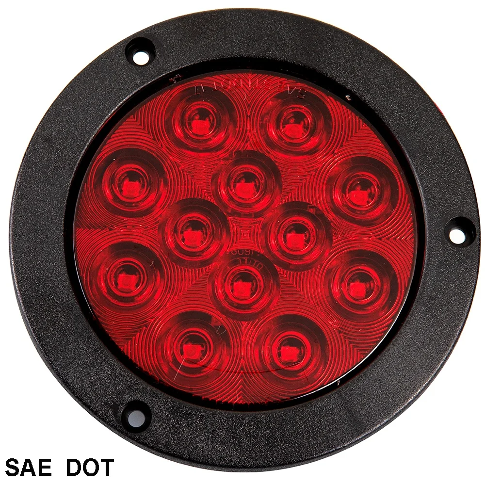 4 inch Round LED light Stop/Tail/Turn, Flange Mount 12 LED rear light for trailer