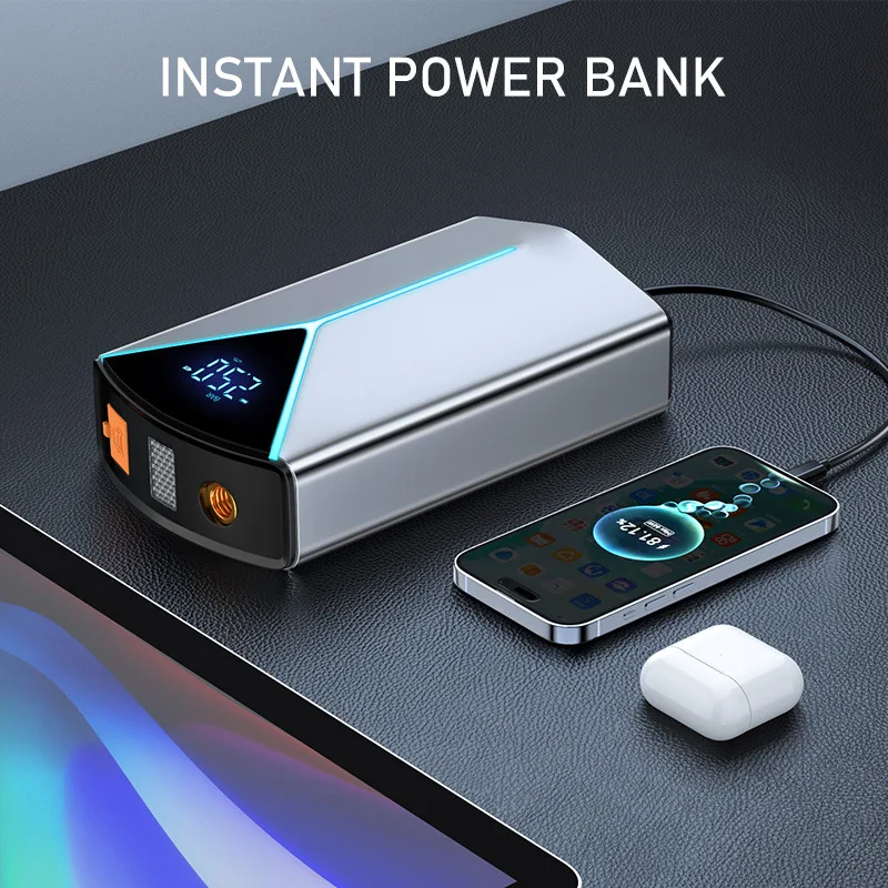 2024 Car Battery Charger 1000A Jump Starter & Tire Inflator Pump, Up to 4L Gas&2.5L Diesel