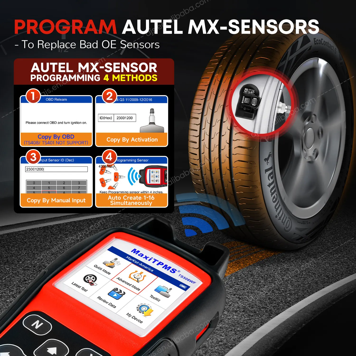 Autel MaxiTPMS TS508WF Altar TPMS TS508 TS508K TS501 WiFi OBD2 Scanner Diagnostic Tool Vehicle Universal MX Sensor Programming