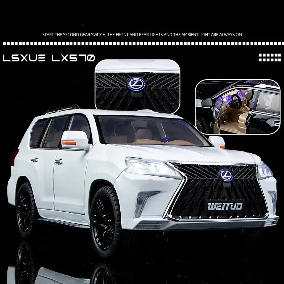 Новинка 1:18 Модель автомобиля Lexus LX570 со звуком и светом из сплава Детская игрушка украшение оптовая продажа