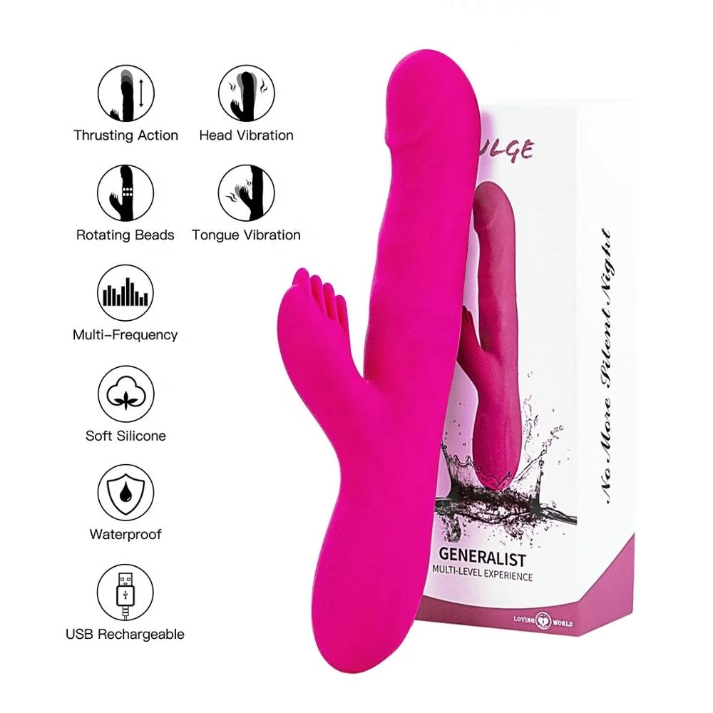 Thrusting Vibrator Dildo with Rabbit Brush Silicone Elastic Dildo Vibrator for Woman Clitoris Vagina G Spot Orgasm Adult Sex Toy