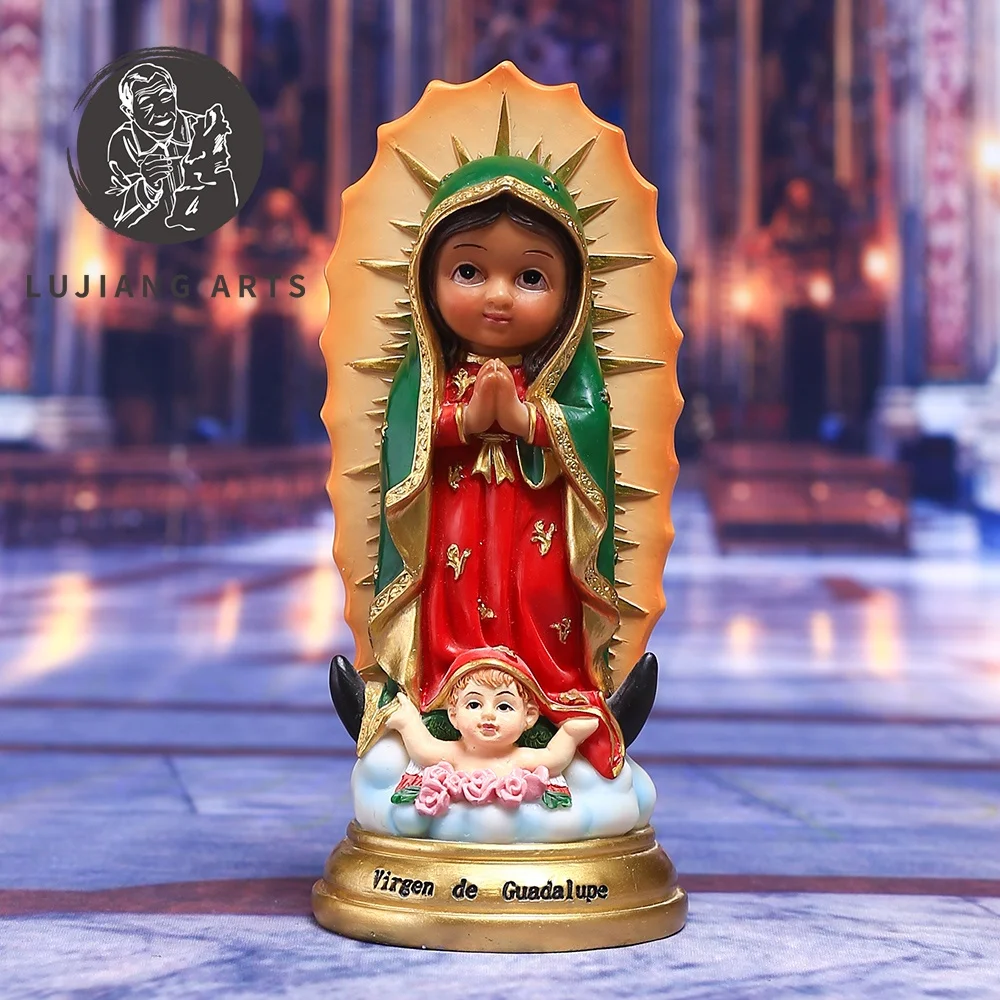 5inch Catholic Cartoon Our Lady of Guadalupe Statue Resin Sculpture Decoration Our Lady of Guadalupe Figurine Religious Gift