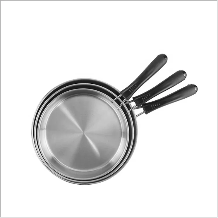 New Flat Bottom Easy to Clean Multi-functional Stainless Steel Round Shape Kitchen Non Stick Cooking Pan Egg Frying Pan