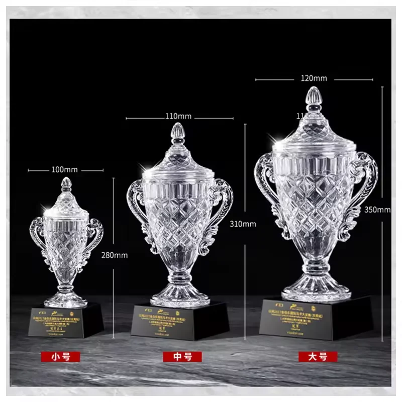 Wholesale Customized Shining Crystal Glass Cup Award And Trophy For Sports Champions