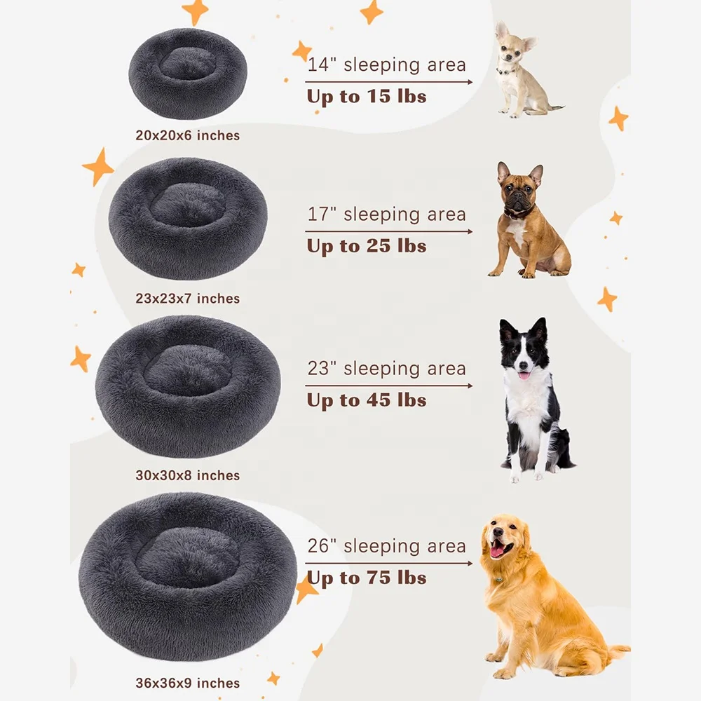 Hot Seller Four Seasons Universal Soft Indoor Donut Dog Bed Waterproof Heating Feature Faux Fur Fiber Material Cats Pet House