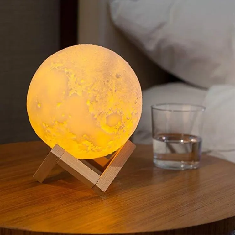 Large Moon Lamp 12cm Dimmable USB Rechargeable Led Moon Light Led Small Night Light 3 Colors