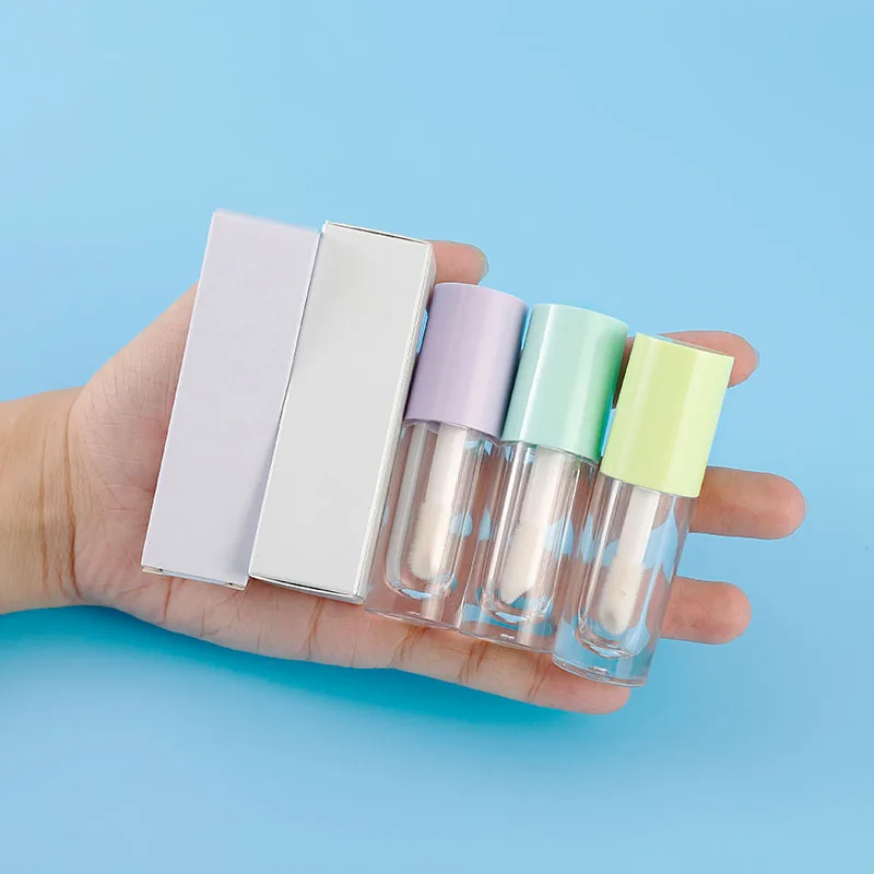 
8ml cute big brush white purple black pink empty custom logo label containers lip gloss tubes 