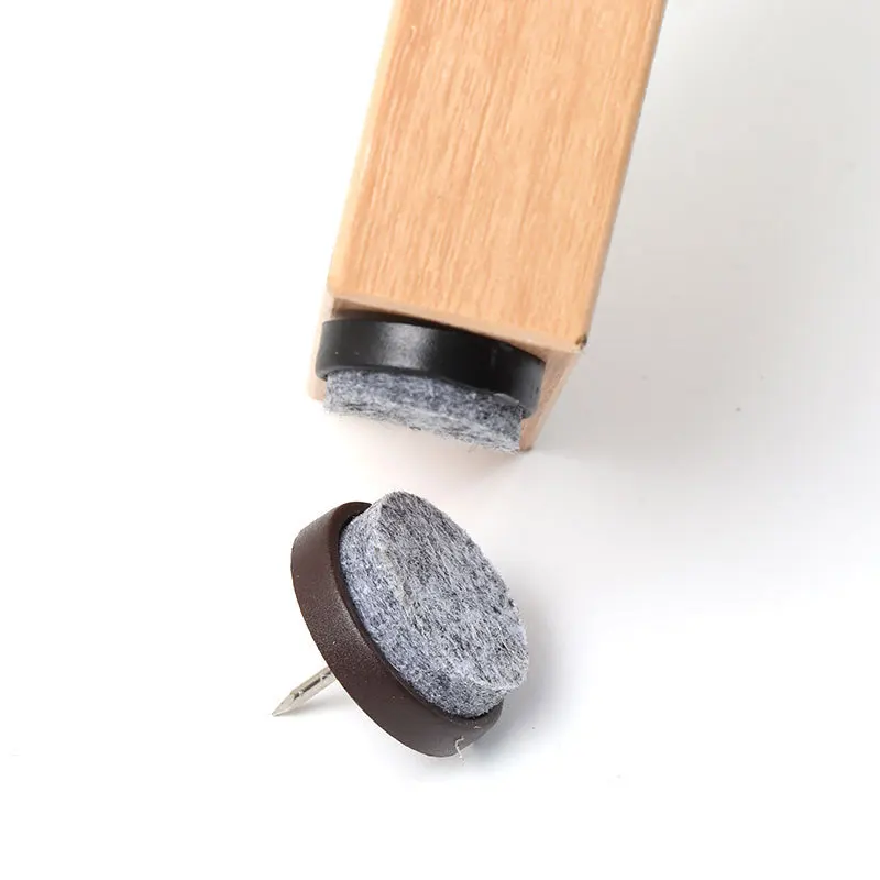 Customized Round Heavy Wooden Furniture Chair Leg Feet Pads Furniture Felt Pads with Nail on Slider Glide Felt Desk Pad