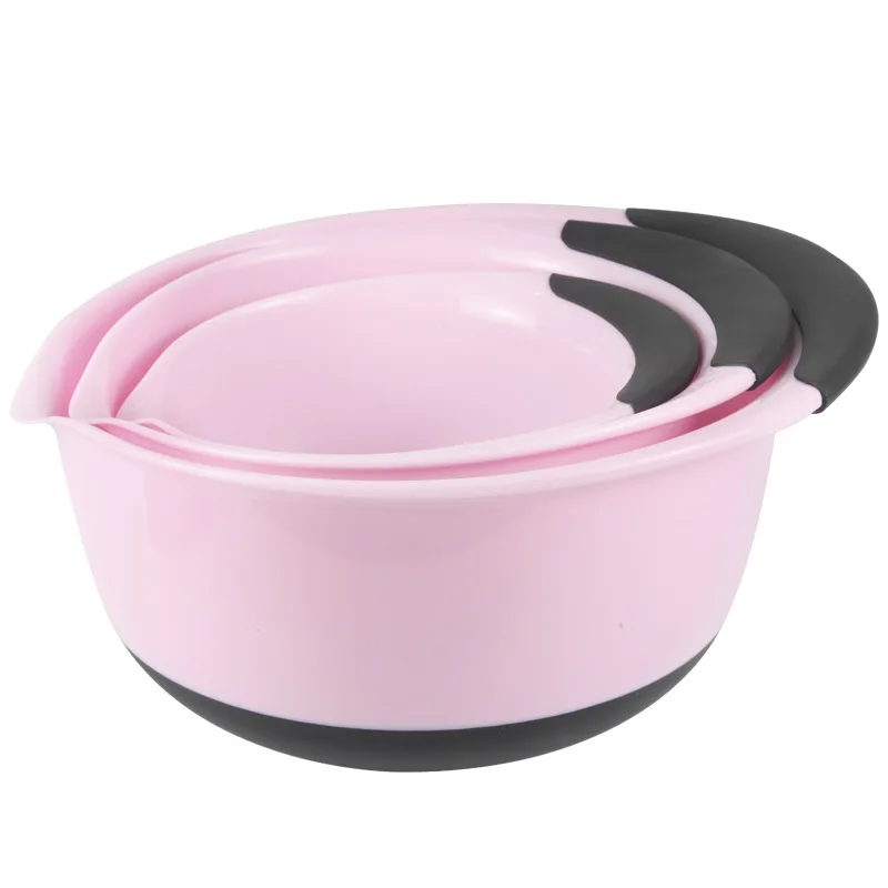 Smart Kitchen Plastic Mixing Salad Bowl with soft handle, set of 3pc