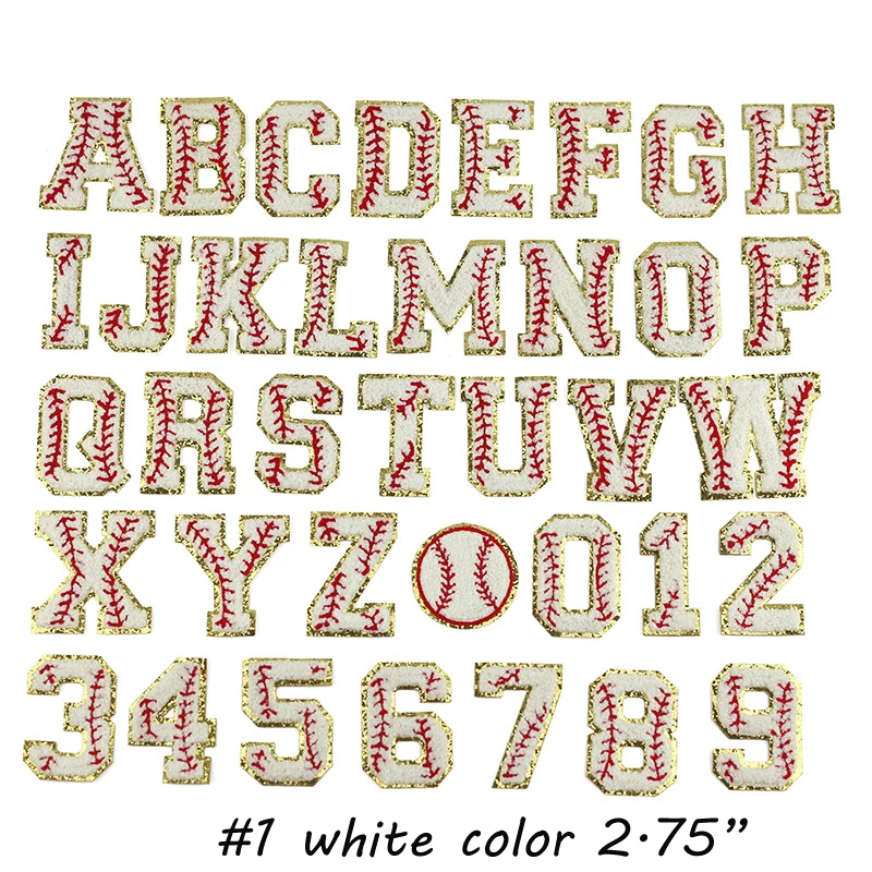 Factory High Quality 2.75 Inches A-Z 0-9 Numbers Baseball Team Softball Stitch Iron On Chenille Letter Patches