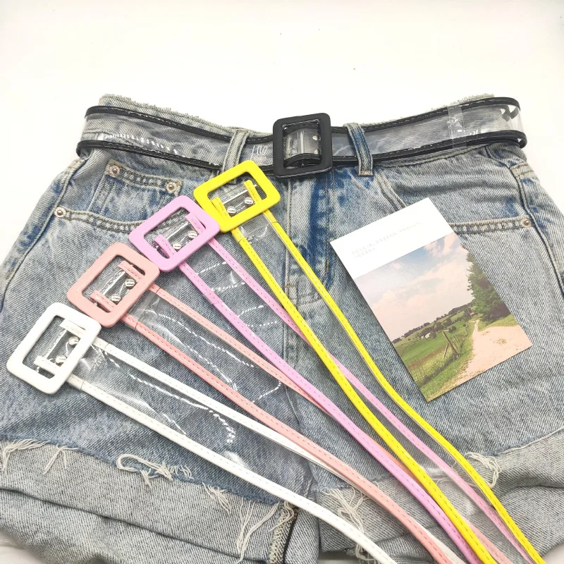 Женский Пластиковый поясной ремень для девочек, прозрачный Желейный прозрачный пояс с пряжкой без язычка, ремень из ПВХ с закрытой пряжкой