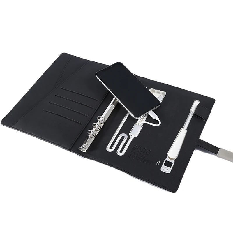 
 Персонализированные в твердом переплете светодиодный логотип Qi беспроводной экран 8000 мАч портативное зарядное устройство Qi записные книжки со светодиодной лампы  