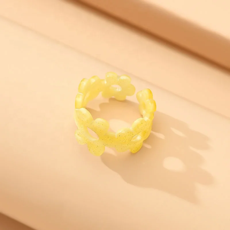 European American Fashion Acrylic Resin Rings Hollow Out Candy Color Ring