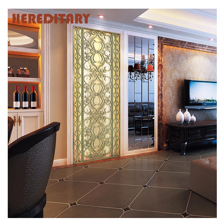Gold color customized laser cut aluminum screen partition room divider decoration