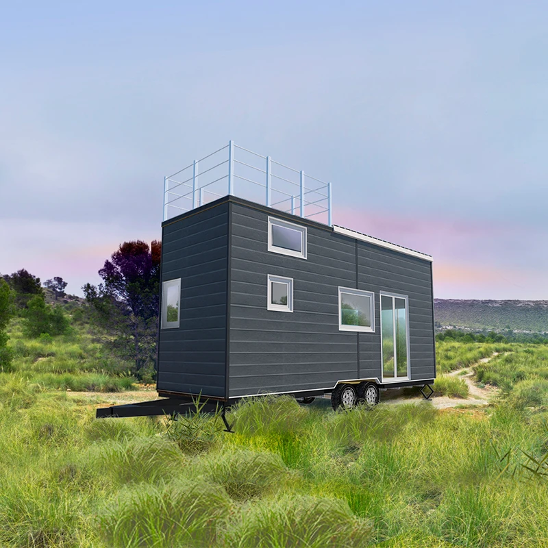 Mountaineer Ready Made Steel Frame Prefab Tiny House With Trailer on Wheels With WPC Board Wall