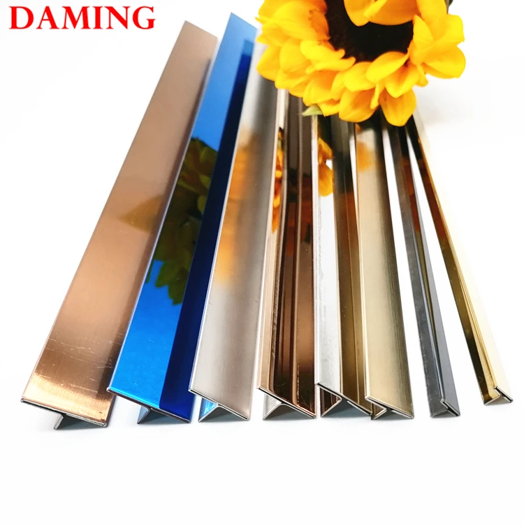 
304 grade T type stainless steel tile trim ceramic flexible decorative metal transition strips 