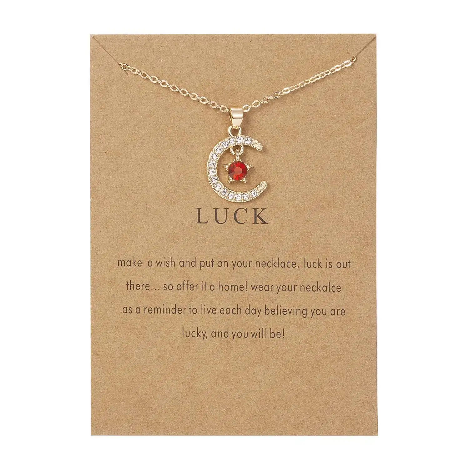 New Birthstone Month Necklace December Star Moon Pendant Micro Set Diamond Paper Card Necklace For Women Wholesale Spot