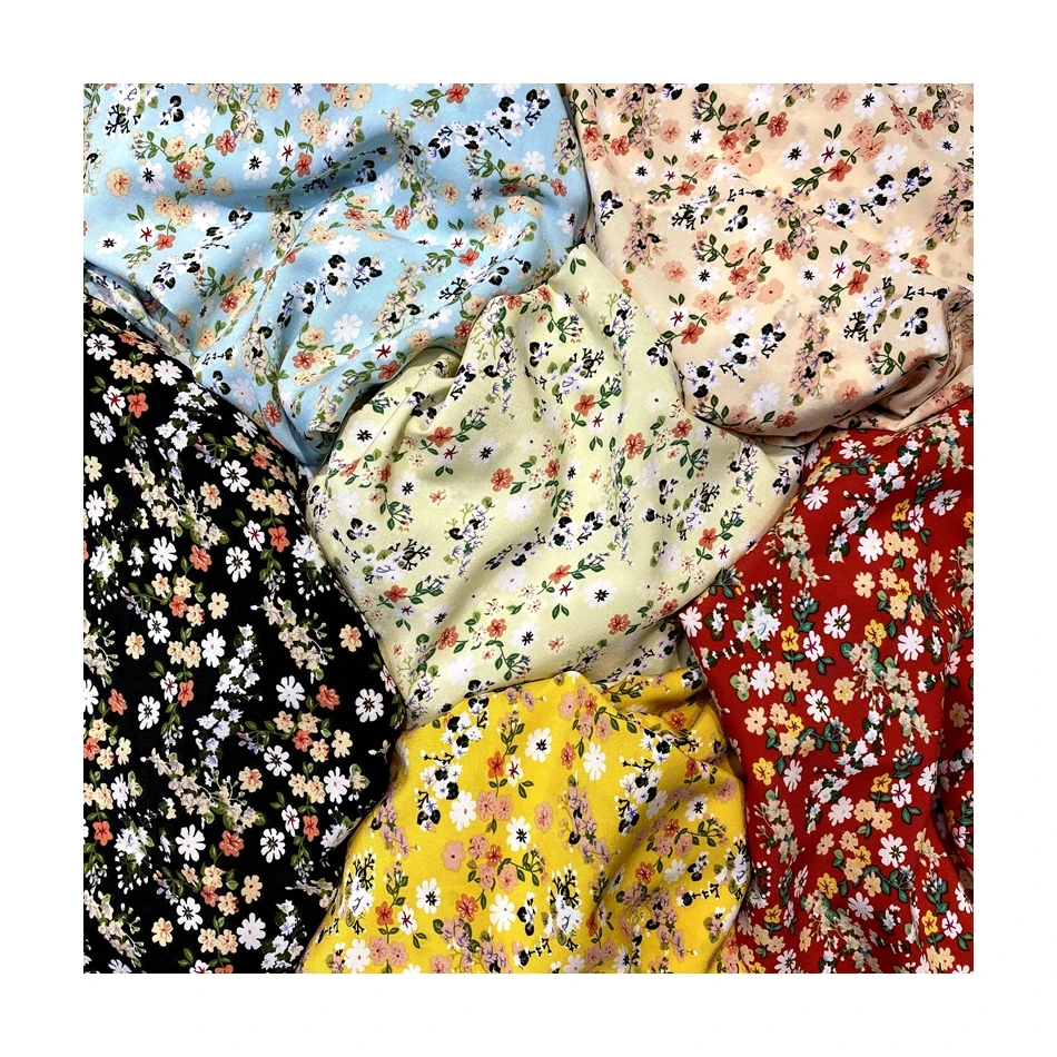  Elegant water resistant fabric 100D four way stretch floral printed fabrics for woman wedding dresses polyester