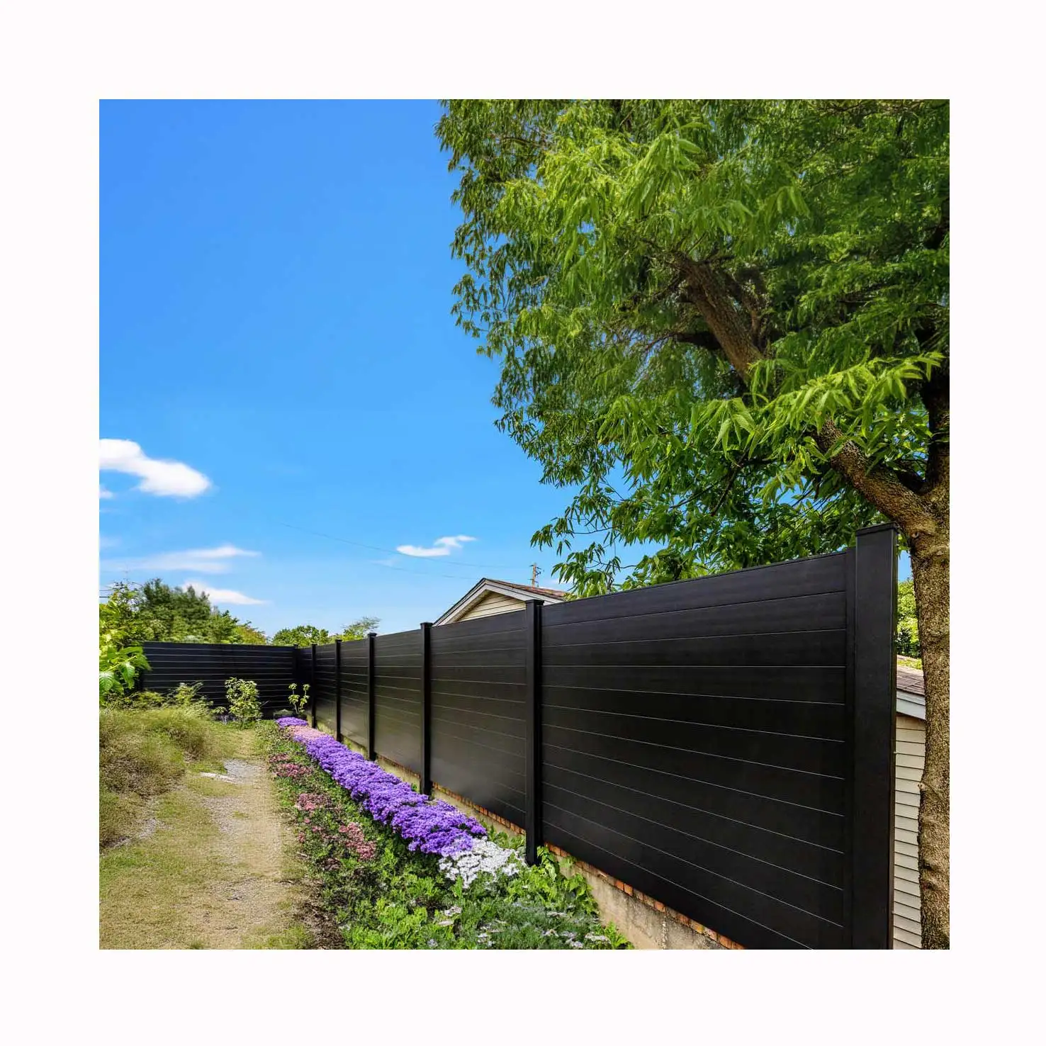 Aluminum Fence System with Posts Outdoor Decorative Barrier for Garden Terrace Lawn, Swimming Pool Waterproof Fence Panel