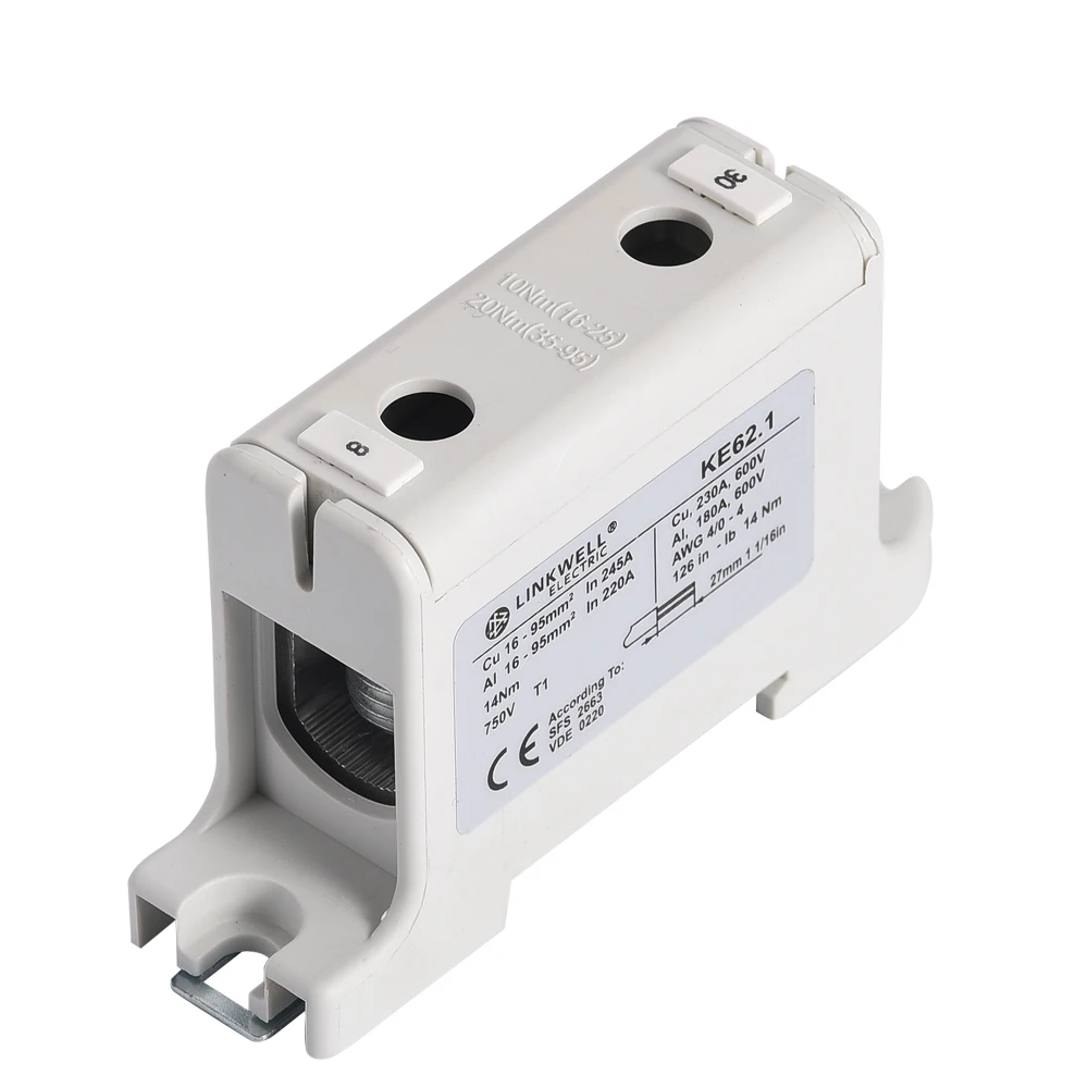 High Current din rail mounted 35mm2 terminal connector electrical 1000V al cu terminal