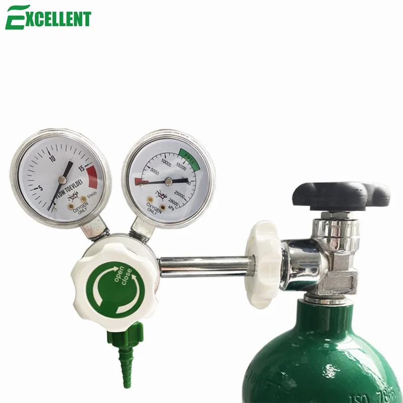 Brass medical oxygen regulator with dual gauges Bullnose type oxygen cylinder pressure reducing valve