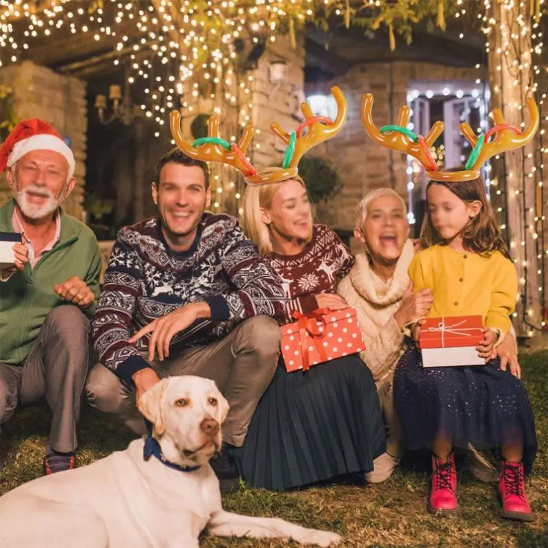 2020 Kids Toys Inflatable Christmas Deer Antlers Headband Ring Toss for Game Party