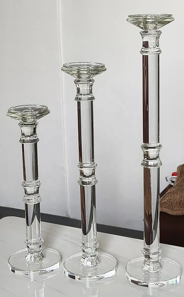 Cylindrical Crystal Clear Glass Chimney Tea Light Candle Holder Centerpieces For Wedding Decoration