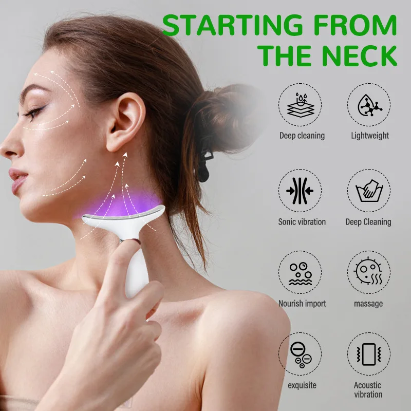 2024  V Line 7 Colors Led Face Lift Device Neck Face Vibration Lifting Massager Anti Wrinkle Skin Massage