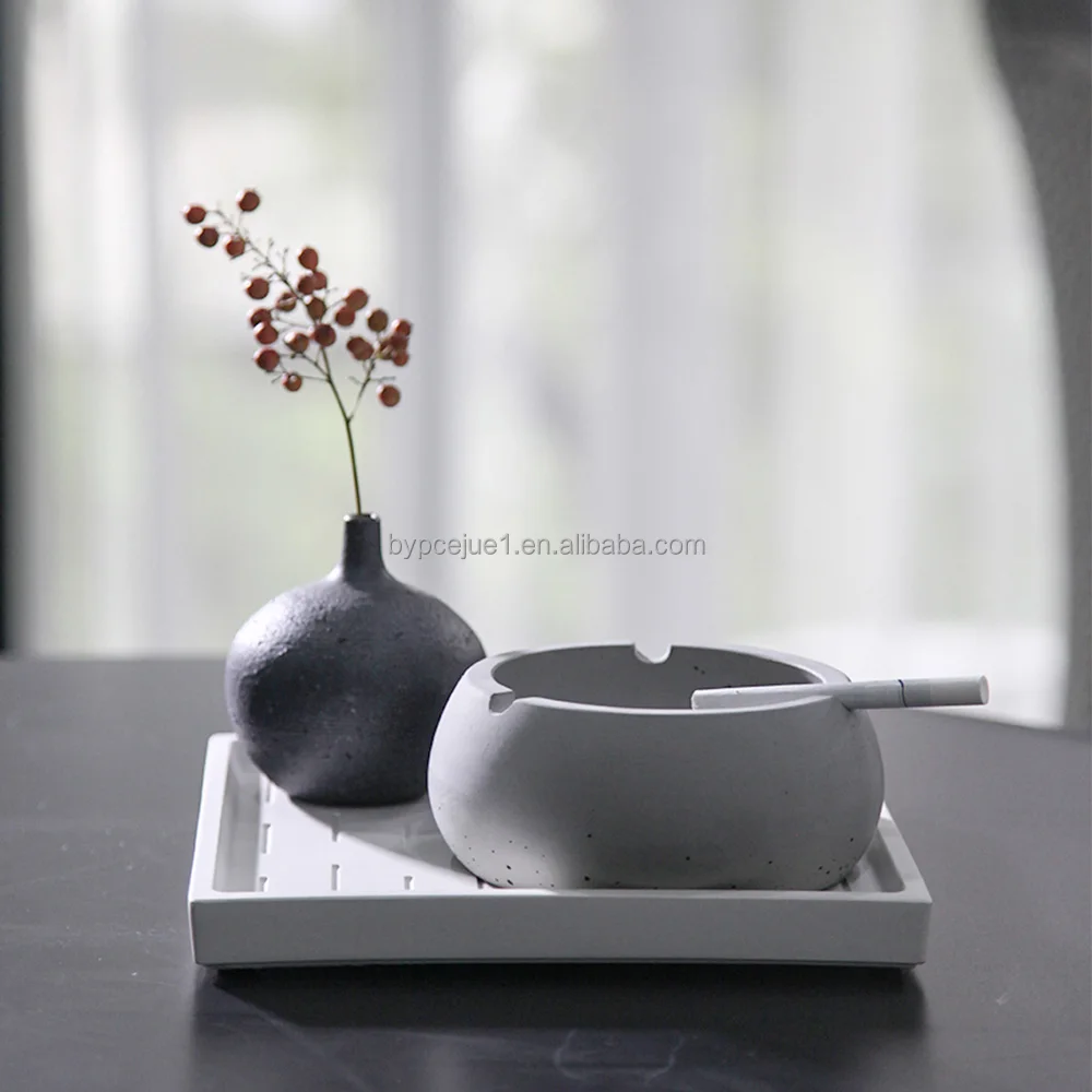 High Quality Square Cement  Color Luxury Ash Tray Cement Ashtray Square Desktop Creative Handmade Smokeless Cigar