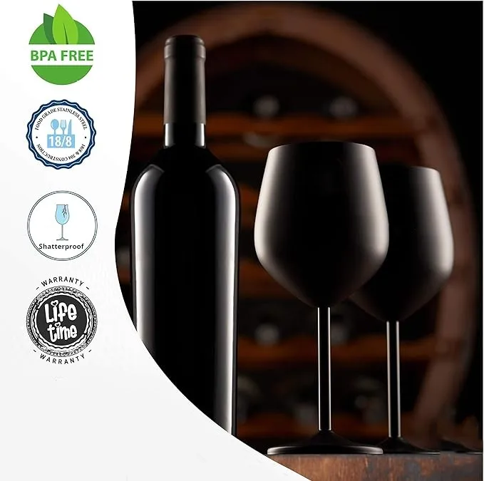 Customizable Logo 18oz Rose Gold Copper Gold Plated Wine Metal Goblet Flute Stainless Steel Red Wine Glass