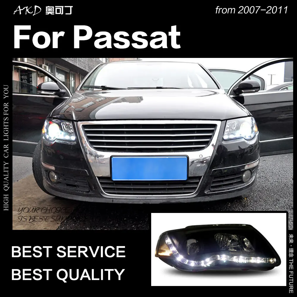 AKD Car Styling Head Lamp for VW Passat Headlights 2007-2011 Magotan B6 LED Headlight DRL Hid Bi Xenon Auto Accessories