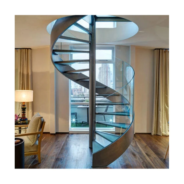 Modern Stylish Art Stainless Steel Spiral Stairs Customized Villa Tempered Top Grade Nice Looking Steel Helical Stairs