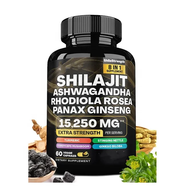 Hot Sale Shilajit Capsule Pure Himalayan with Ashwagandha Panax Ginseng Energy Booster Supplements