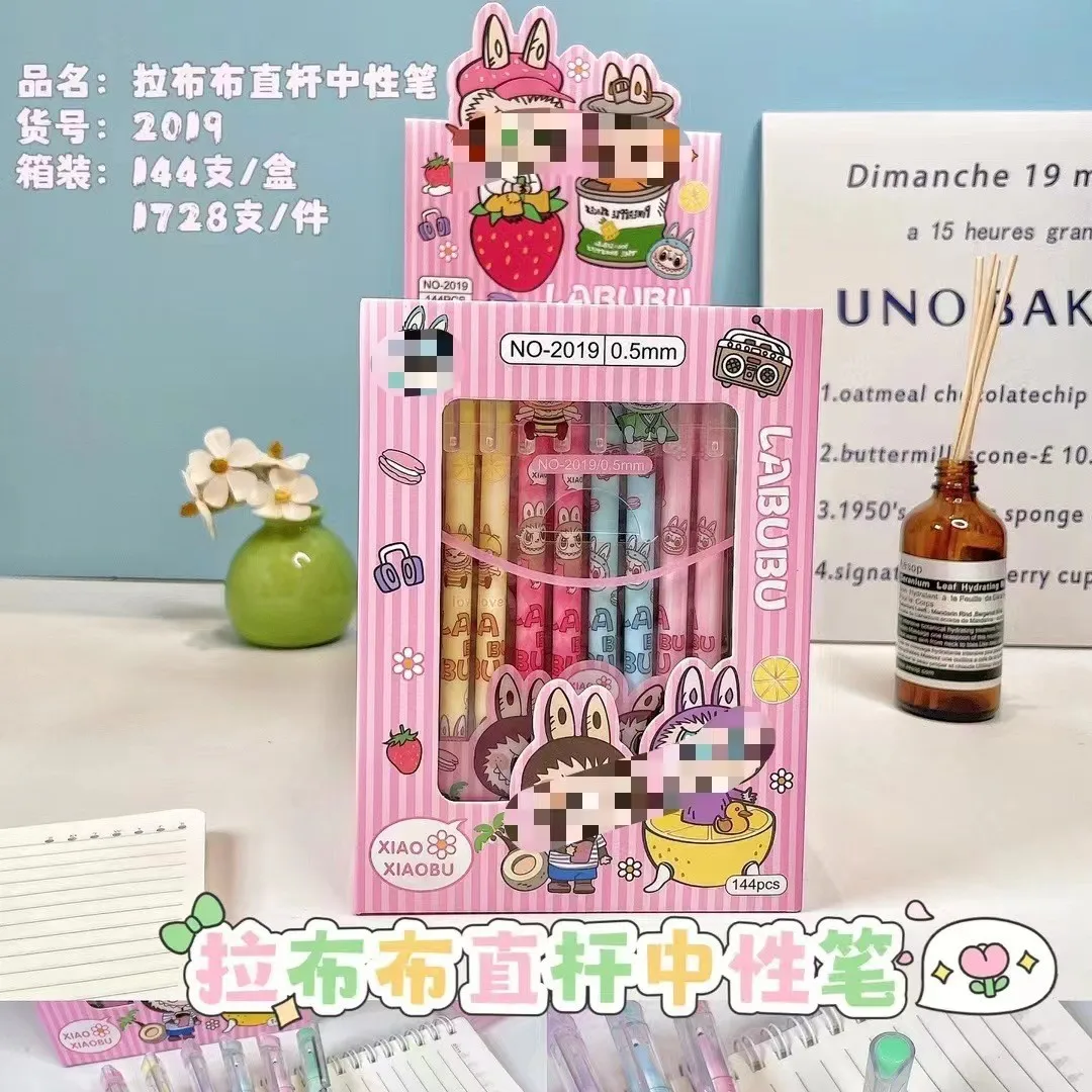 kawaii labubu Ballpoint Pen anime cute figure gel pen Monster office school stationery supplies wholesale