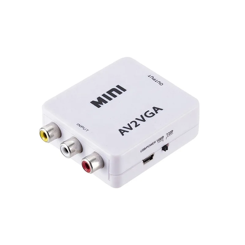 AV TO VGA 1080P 60Hz AV2VGA Converter Adapter Mini HD Video Convertor Box for TV Monitor