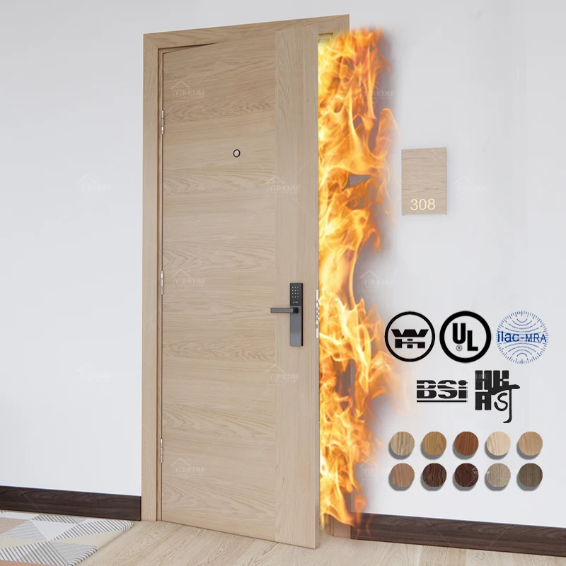 CAN / ULC S104 fire timber door European standard EN 1634-1 fire rated door British standard BS 476 fireproof hotel wood door
