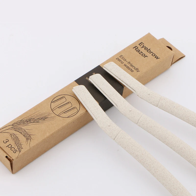 3pcs Wheat Straw Eyebrow Razor Trimmer Biodegradable Facial Hair Remover Trimmer