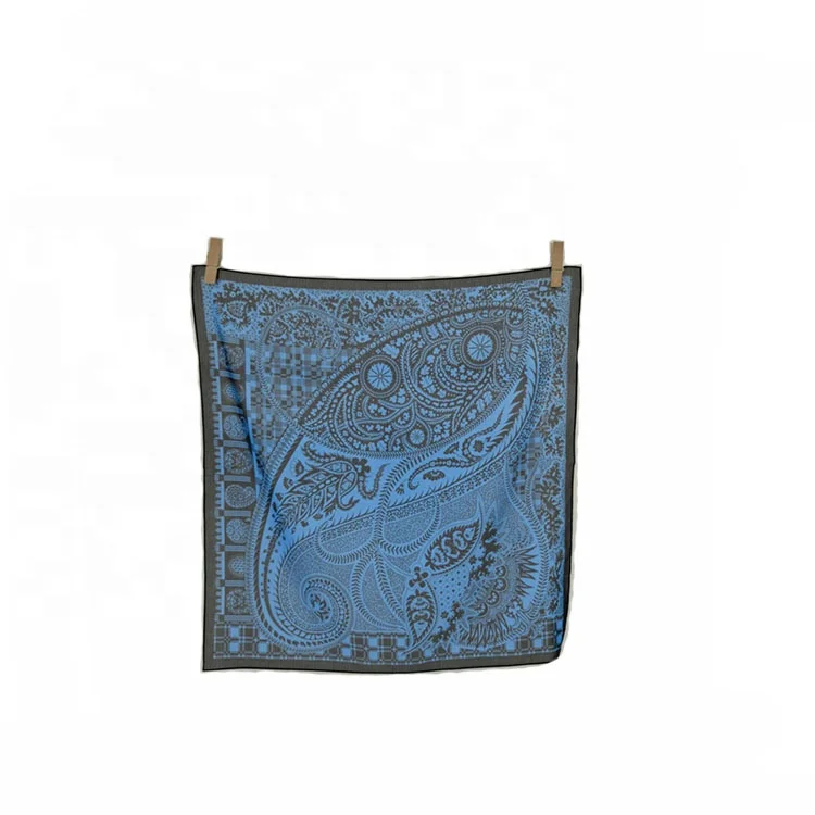 Luxury custom silk cotton blend square neck scarf paisley printed 50*50cm bandana scarves