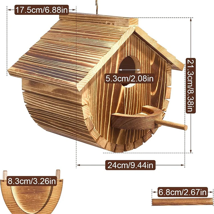 Bird Houses For Outside,Wooden Outdoor Bird Nest For Bird Families Bluebird Finch Cardinals,Tree Hanging Birdhouse for Garden