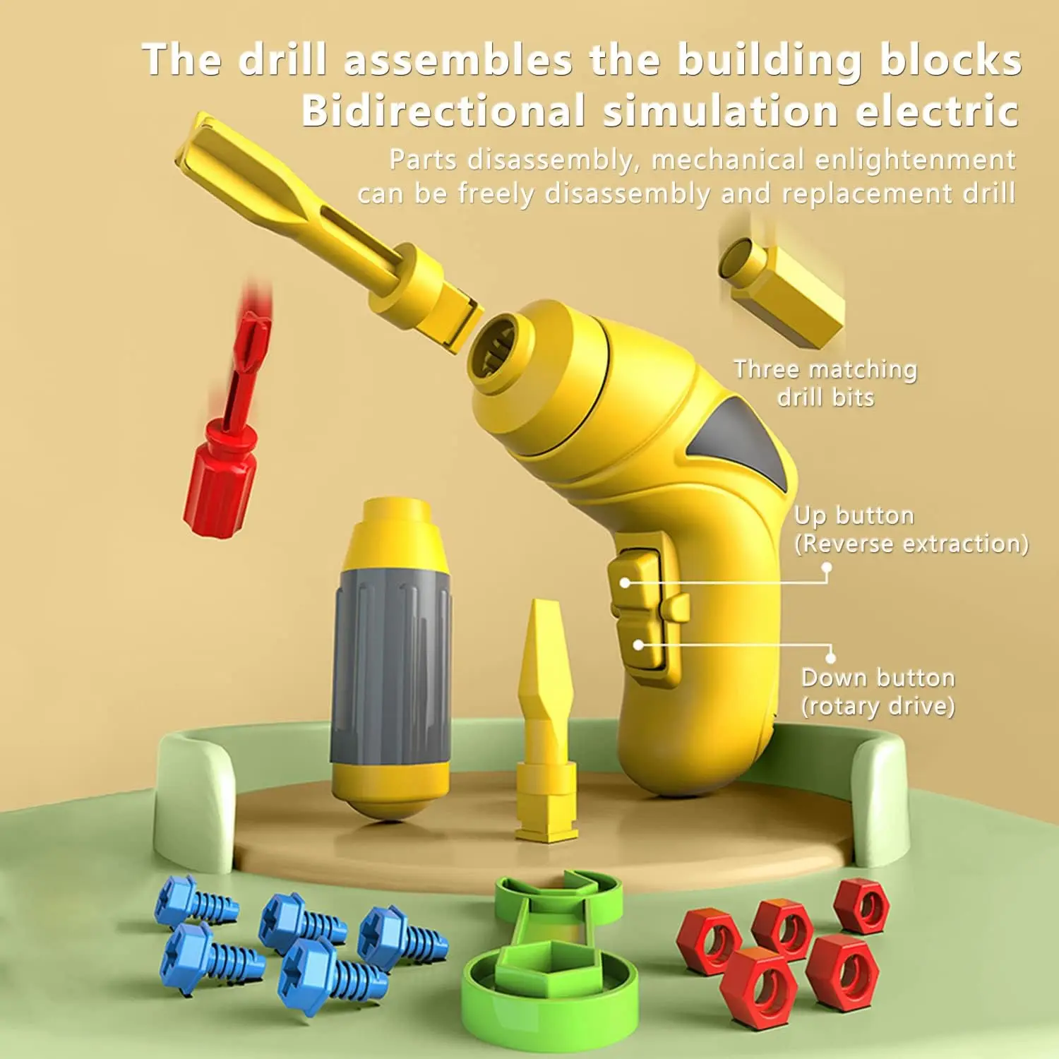 160 Pcs Creative Mosaic Drill STEM Learning Toys with Truck Screw Driver Tool Set for boy and girls