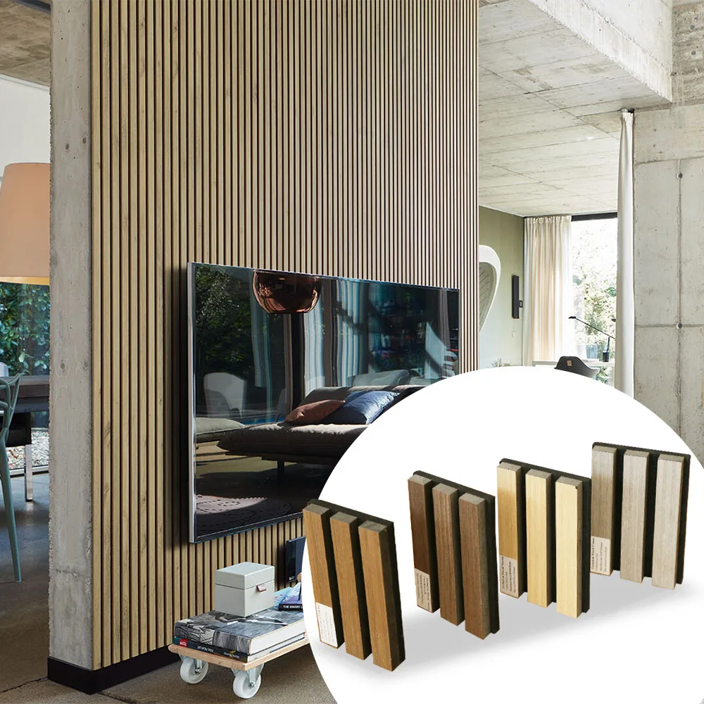 3d Decorative Akupanel Slat Panel Wood Mdf Polyester Fiber Acoustic Wall Panels