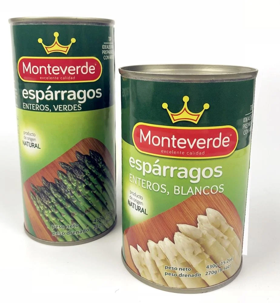 Delicious Best Canned green Asparagus spears tips  in tin in jar 370ML