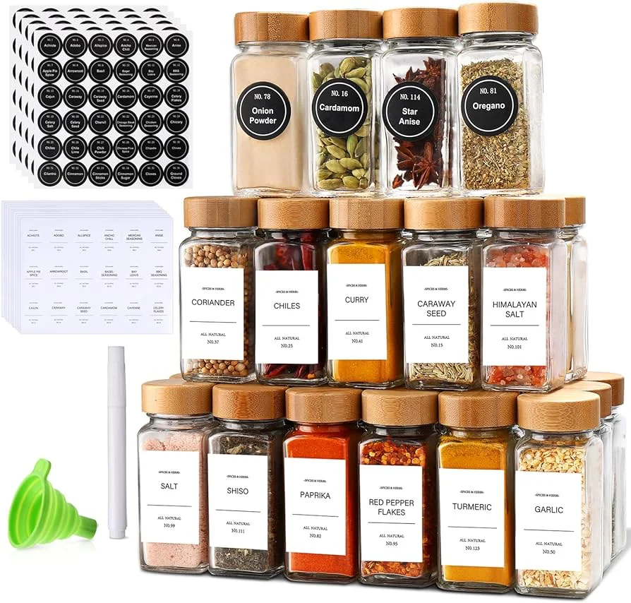 Hot Selling Glass Spice Jars/Bottles 4oz Empty Square Spice Containers