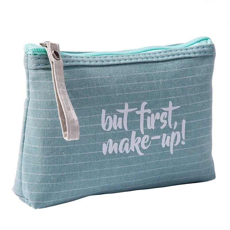 New Cosmetic Make Up Bag Organic Fabric Cotton Canvas Zipper Custom Logo Women Travel Makeup Pouch for Sale