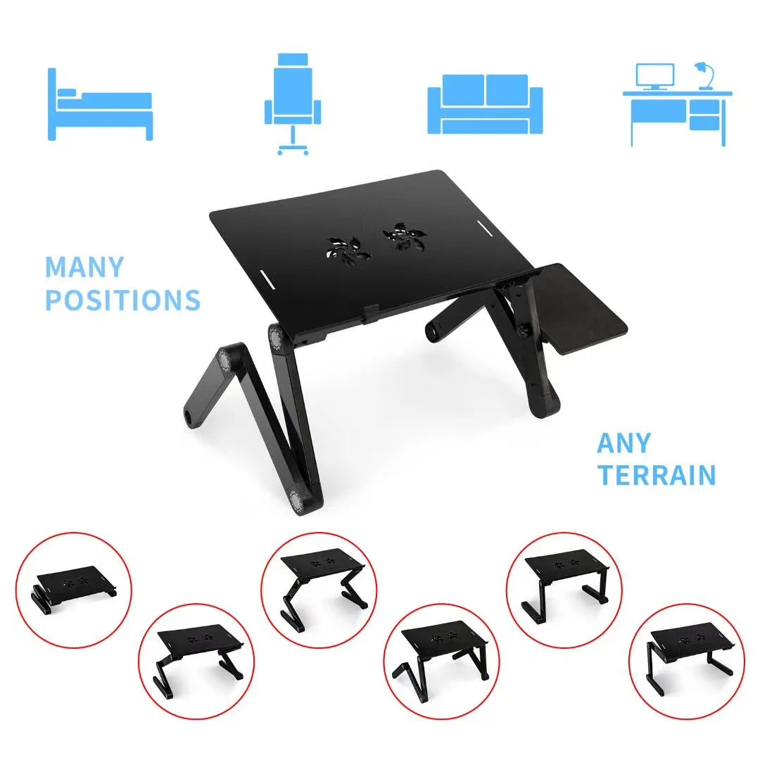 Heat dissipation aluminium alloy panel+ABS cooling folding computer desk table lazy bedroom bed lap desk