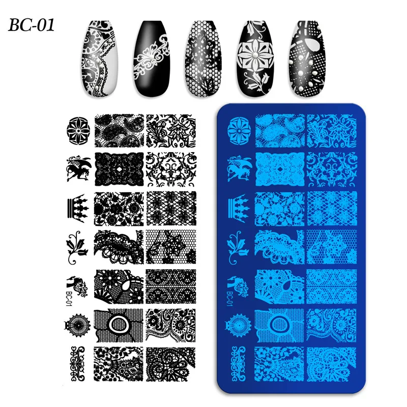New Fashion 12*6cm Nail Art Image Design Stamping Template Flower Butterfly Print Transfer Template Nail Plate