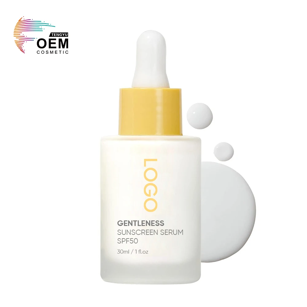 Organic Niacinamide Hydrate All Day Facial Sunscreen Serum Brighten Sensitive Skin Uva/Uvb Protection Face Sun Serum With Spf 50