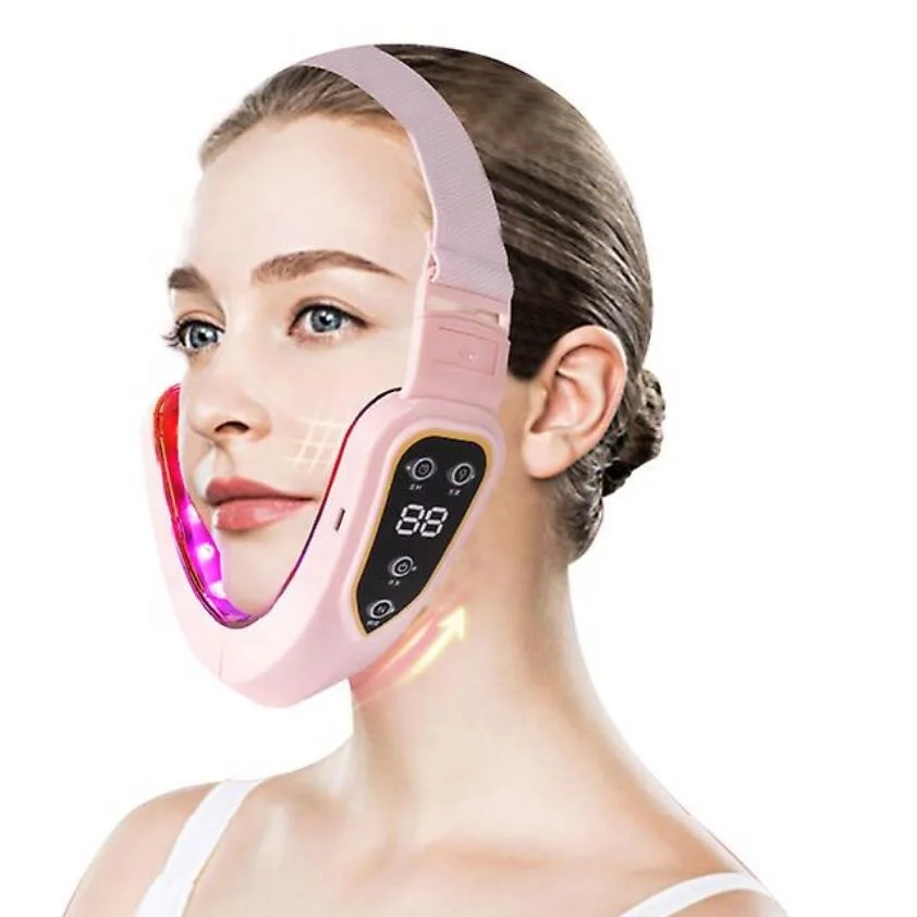 Ems Face Massager Facial Double Chin Remover Led Light Therapy V-shaped Facial Lift Device