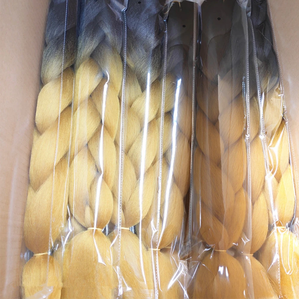 2022 Hot Selling Yaki Jumbo Ombre 100g African Pre Stretched Crochet Braids Hair 24 Inch Synthetic Wigs Braiding Hair Extensions