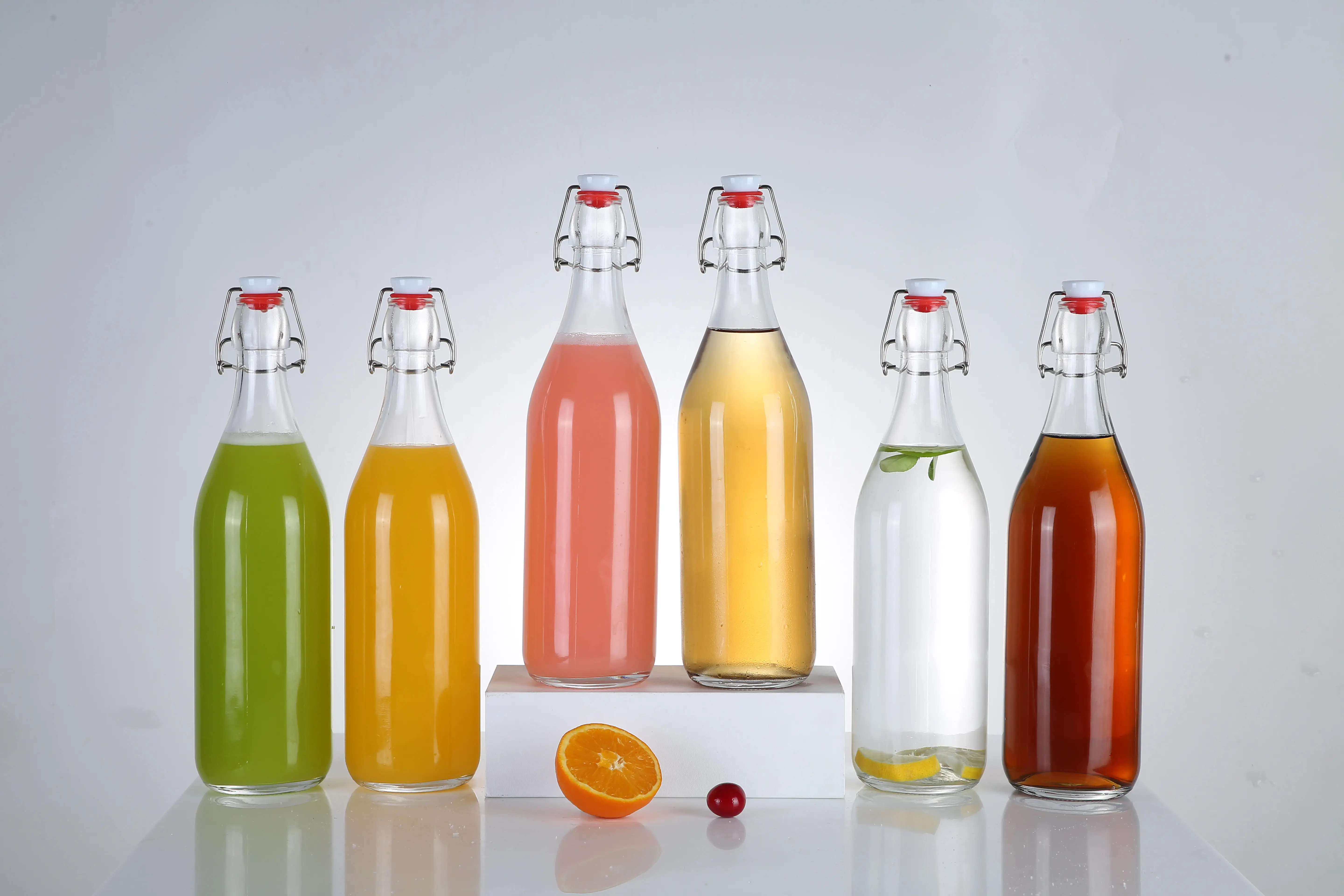 Flip Top Glass Bottle 1 Liter / 33 Fl. Oz Swing Top Brewing Bottle With Stopper For Beverages Vinegar Kombucha Beer Water Soda